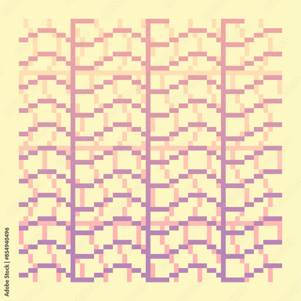 Poster peach pink gradient pixel art wavy lines texture pattern background