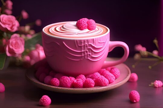 fruits latte cup on background