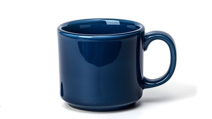 Sleek and Elegant Blue Ceramic Mug on White Background