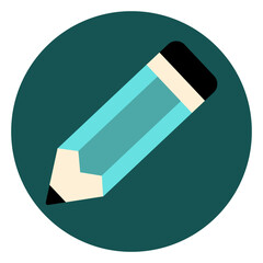 
Illustration depicting a green pencil in a dark green circle on a white background