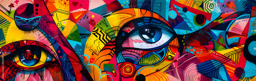 Poster vibrant surreal kaleidoscope of abstract digital art and imagination