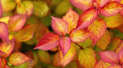 Vibrant foliage of a Spiraea japonica shrub