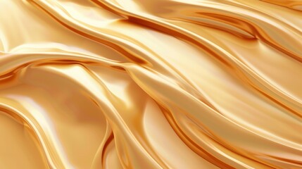 Golden satin fabric draped in elegant waves