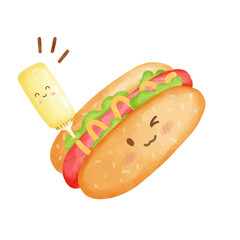 hot dog with ketchup and mustard