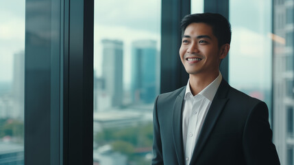 professional Asian business man manager investor holding tablet using digital pc for digital data research or analyzing financial market