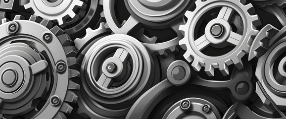 Grayscale Abstract Mechanical Parts, Cartoon
