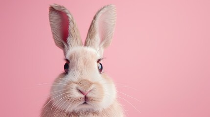 Obraz premium Rabbit on a light solid background, hyper-realistic and professional, 8k resolution showing intricate details of fur and eyes, extremely detailed and lifelike