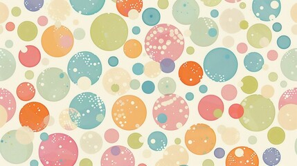 Boho circles and dots design in a pastel spring repeating pattern style.