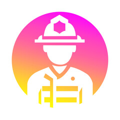  firefighter icon, firefighter flat style icon, line art icon, gradient icon, high resolution for company logo and web design