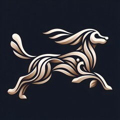 Fototapeta premium AI Generate of Running Dog in Elegant Style with Minimal Geometric Form. Vector, Logo, Symbol. Businesses related to nature, vacational resort, travelling, tourism fashion, etc.