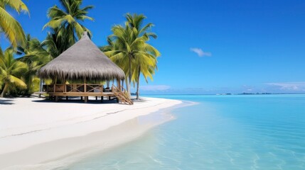 Fototapeta premium Tropical beach with few palm trees