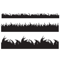 set of silhouettes of grass