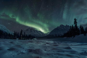 Naklejka premium aurora over the lake