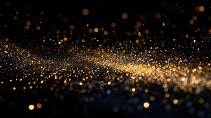 shimmering bokeh lights on black background festive glamour concept abstract photo