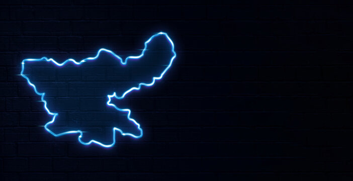 Jharkhand map neon sign
