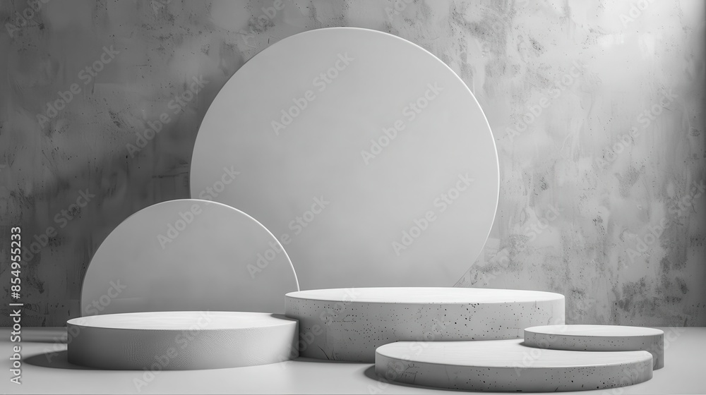 Aufkleber sleek modern concrete geometrical blocks on podium product display background 3d render
