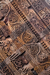 detail of a carved rock wall