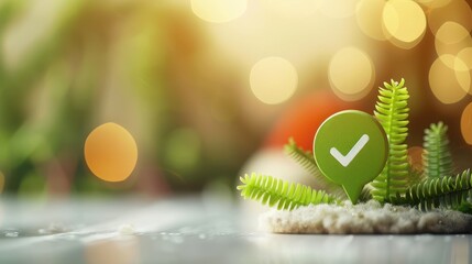 Minimalist icon of a chat bubble with a checkmark, representing verified communication. Bright colors and clear design with space for text at the top.