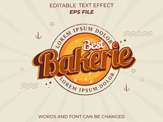 bakery text effect, font editable, typography, 3d text for food industry. vector template