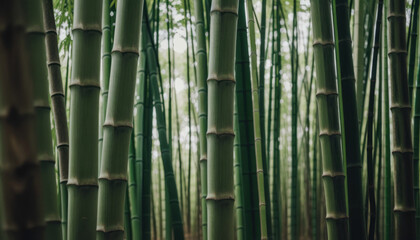 Obraz premium Close-up of Verdant Bamboo Grove - Natural Green Beauty