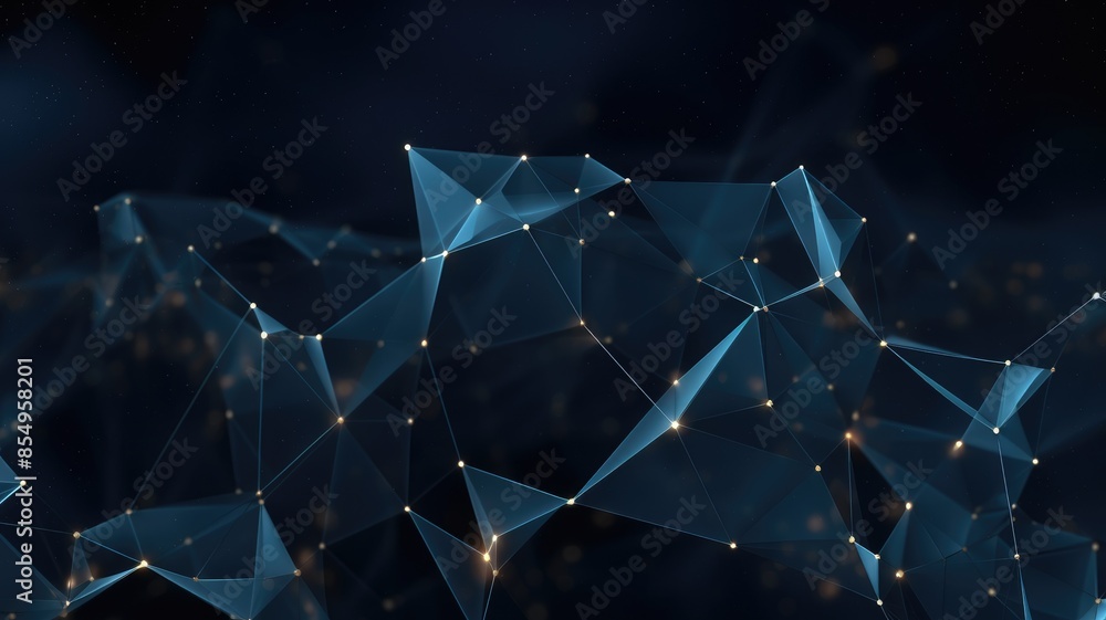 Poster polygonal visual picture of polygon particle connected across background. aig35.