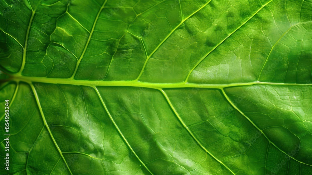 Wall mural Close-up view of a vibrant green leafs veins