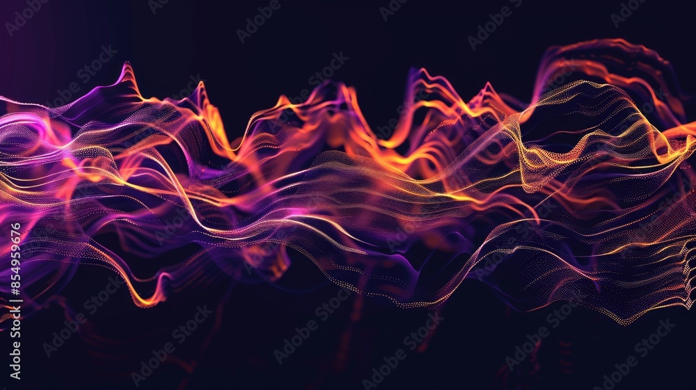 Poster abstract digital waves with glowing particles in vibrant colorful colors. aig53f.