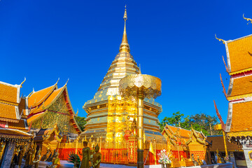 Wat Phra That Doi Suthep or golden temple is famous visiting place or landmark and attraction of Chiang Mai, Thailand.