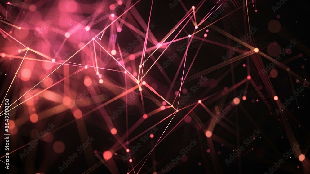 Poster abstract visualization of network connections featuring glowing nodes and lines on a dark background