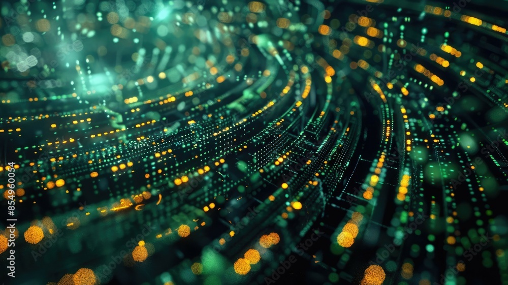 Poster digital vortex with glowing data streams showcasing digital art and technology design. aig53m