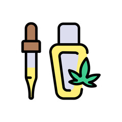 Vector icon for hemp seed oil. Hemp oil line icon. Cannabis oil bottle vector icon. Symbol, logo illustration. Vector graphic