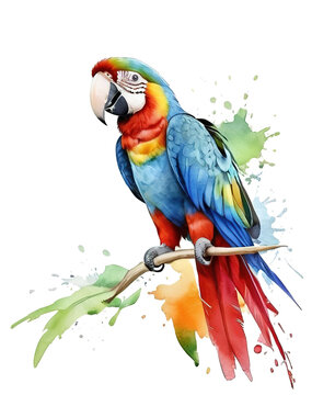 recommend clip art: macaw parrot watercolor splash color clipart Isolated transparent background