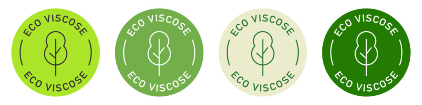 eco viscose label vector design for packaging. viscose flower icon. Organic fabric color sticker.