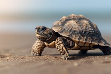 Obraz premium Tortoise Walking on Sand.