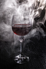 Beautiful large wine lamp isolated on a white background. Transparent wine glass on a white background