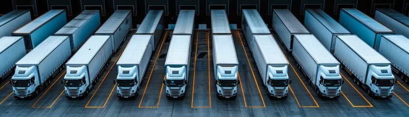 Semi-Trailers Parked at Loading Docks.