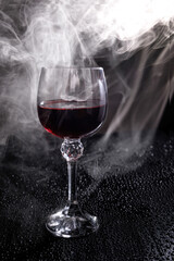 Beautiful large wine lamp isolated on a white background. Transparent wine glass on a white background