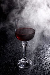 Beautiful large wine lamp isolated on a white background. Transparent wine glass on a white background