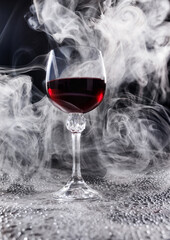 Beautiful large wine lamp isolated on a white background. Transparent wine glass on a white background