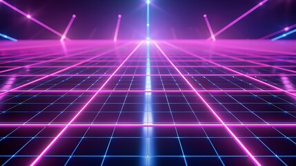 futuristic, abstract, illustration, design, laser, night, technology, blue, bright, vector, background, galaxy, glowing, poster, template, sky, nostalgia, purple, light, striped, geometric, 1980, retr