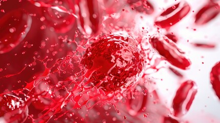 Red blood cell flow background with vein and platelet waves, representing medicine, cancer, and the vascular system, with a touch of hemophilia.