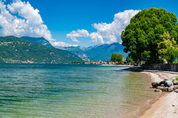 Lake Como, and the lakeside of Abbadia Lariana, and the beaches of the Lecco shore.