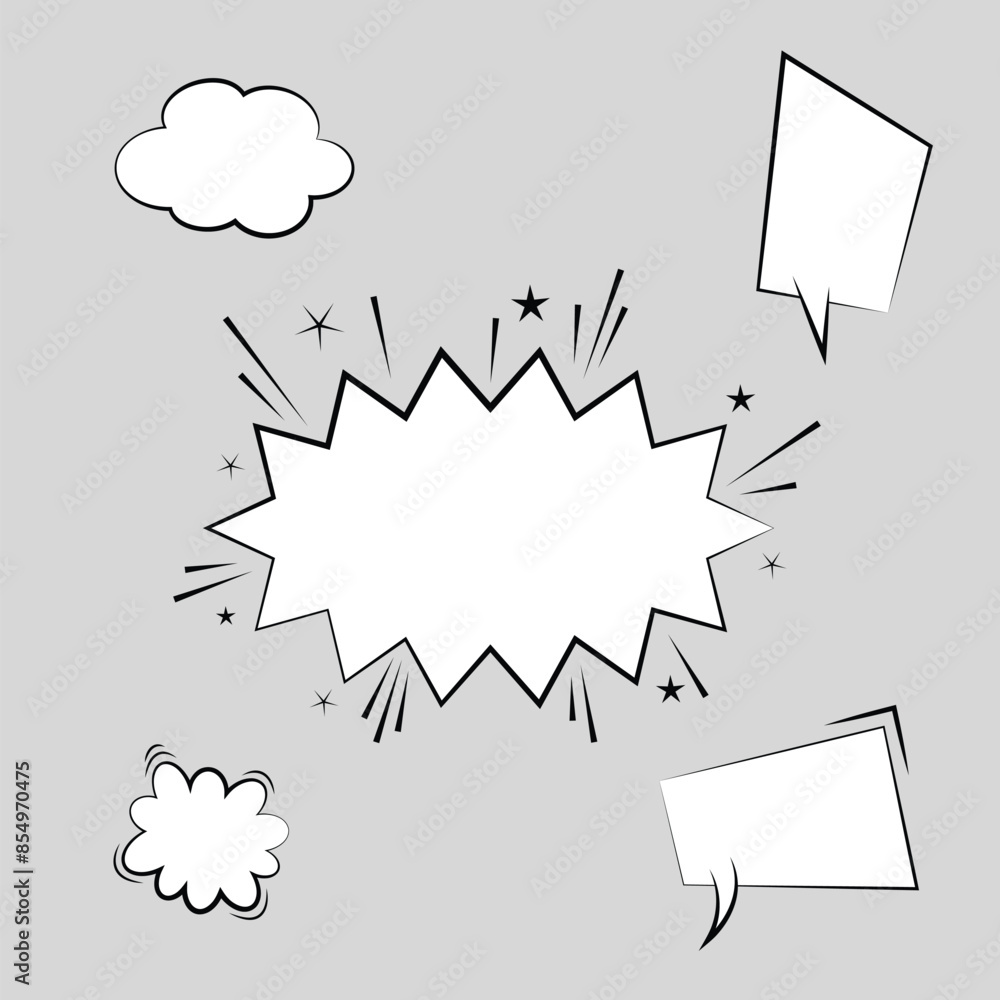 Poster comic dialogue box. set of speech bubbles. retro empty comic bubbles and elements set