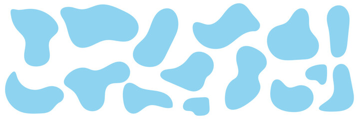 Organic colorful blob shape in boho style. Abstract blob shape. Random abstract liquid organic irregular blotch shapes. Collection of modern forms and Liquid drop or fluid dynamic print.