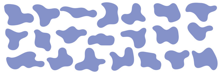 Organic colorful blob shape in boho style. Abstract blob shape. Random abstract liquid organic irregular blotch shapes. Collection of modern forms and Liquid drop or fluid dynamic print.
