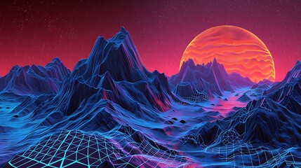 futuristic, abstract, illustration, design, laser, night, technology, blue, bright, vector, background, galaxy, glowing, poster, template, sky, nostalgia, purple, light, striped, geometric, 1980, retr