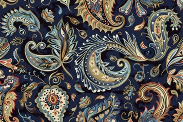 A blue and gold paisley patterned fabric