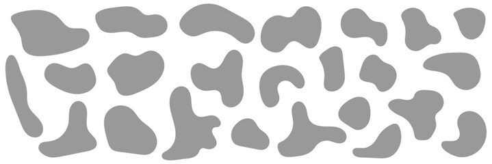 Organic colorful blob shape in boho style. Abstract blob shape. Random abstract liquid organic irregular blotch shapes. Collection of modern forms and Liquid drop or fluid dynamic print.