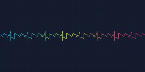 Naklejka premium Emergency ekg monitoring. Blue glowing neon heart pulse. Heart beat. Electrocardiogram