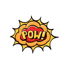 Speech bubble pow. Comic speech bubble with  emotion. Hand drawing. Color vector illustration in cartoon line style.